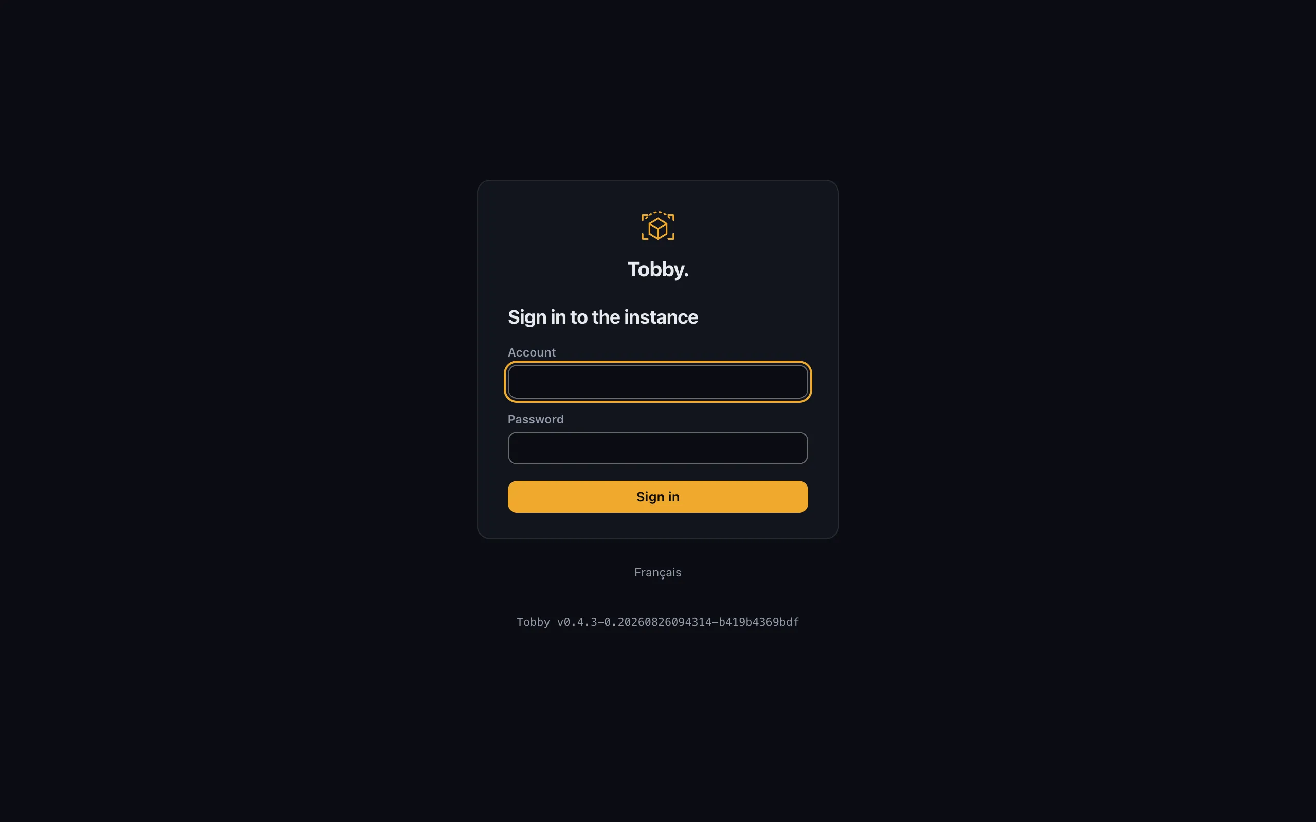 The sign-in screen of a fresh instance — never an open UI